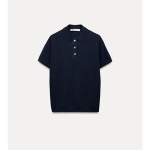 NWT Zara knit polo top. Navy blue. Medium.